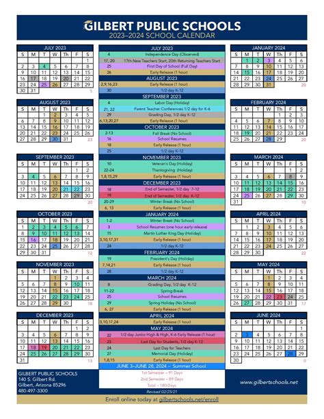 gilbert public schools calendar 2024-25